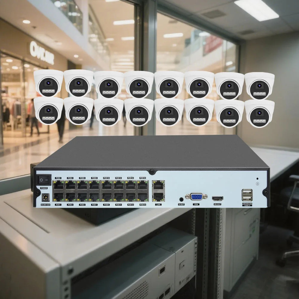 16-Channel Full HD POE Network Video Recorder MP 2K 4MP Digital Video Camera Kits Security NVR with 16ch IP Network