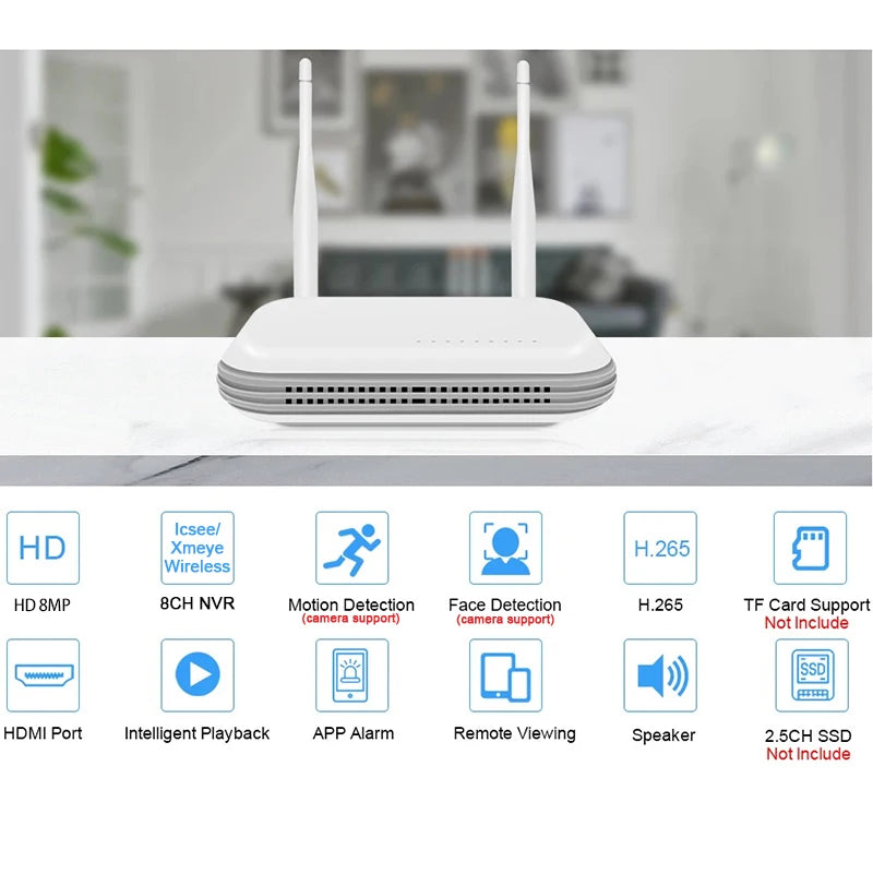 Rscamtom ICsee NVR Wifi System Cctv Camera Security Nvr Kit Night Vision Motion Detection Smart Kit Camera Wifi Cctv Nvr