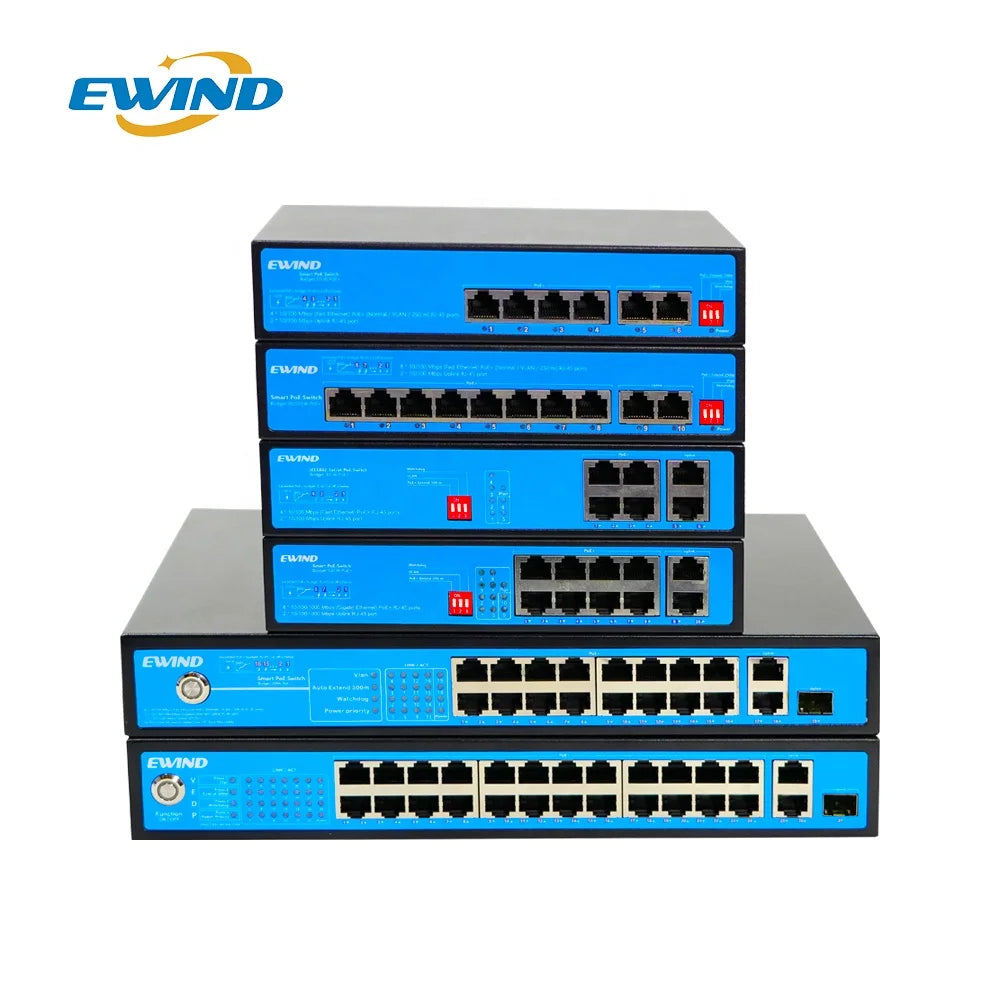 OEM/ODM PoE switch 4 8 16 24 ports unmanaged 100M & Gigabit 48V Ethernet PoE IEEE802.3af/at for CCTV,NVR