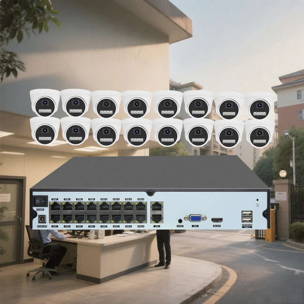 16-Channel Full HD POE Network Video Recorder MP 2K 4MP Digital Video Camera Kits Security NVR with 16ch IP Network