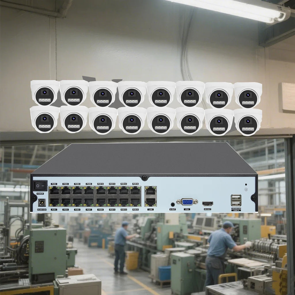 16-Channel Full HD POE Network Video Recorder MP 2K 4MP Digital Video Camera Kits Security NVR with 16ch IP Network