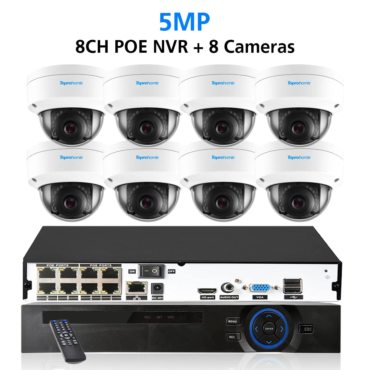 8CH 4K NVR Kit H.265 CCTV Security Camera System with 8MP Audio 5MP Vandal-Proof Dome POE IP Cameras Video Surveillance Set