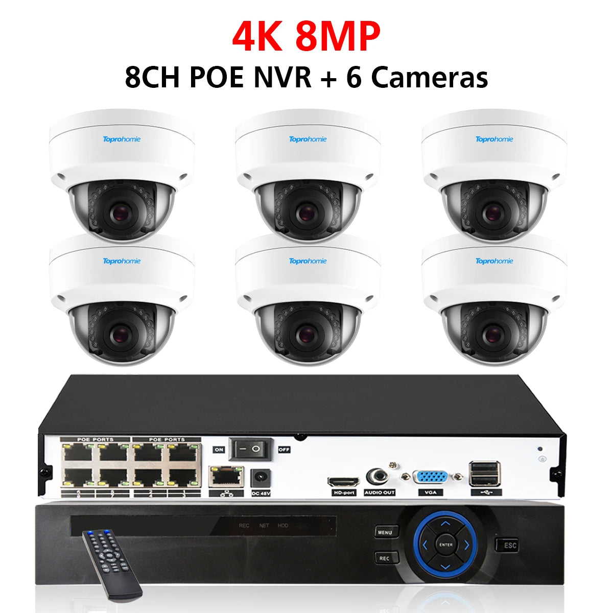 8CH 4K NVR Kit H.265 CCTV Security Camera System with 8MP Audio 5MP Vandal-Proof Dome POE IP Cameras Video Surveillance Set