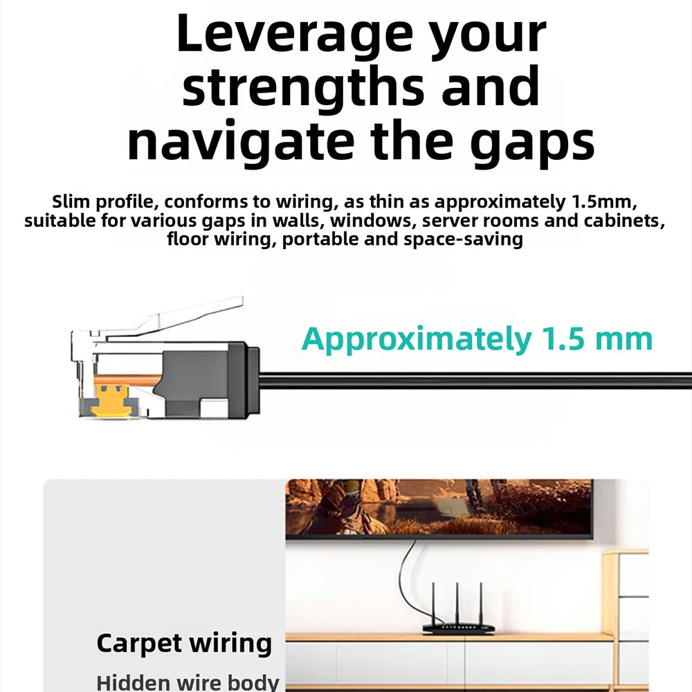 0.1M/0.15M/0.2M/0.3M0.5M Cat 6 Flat Ethernet Cable