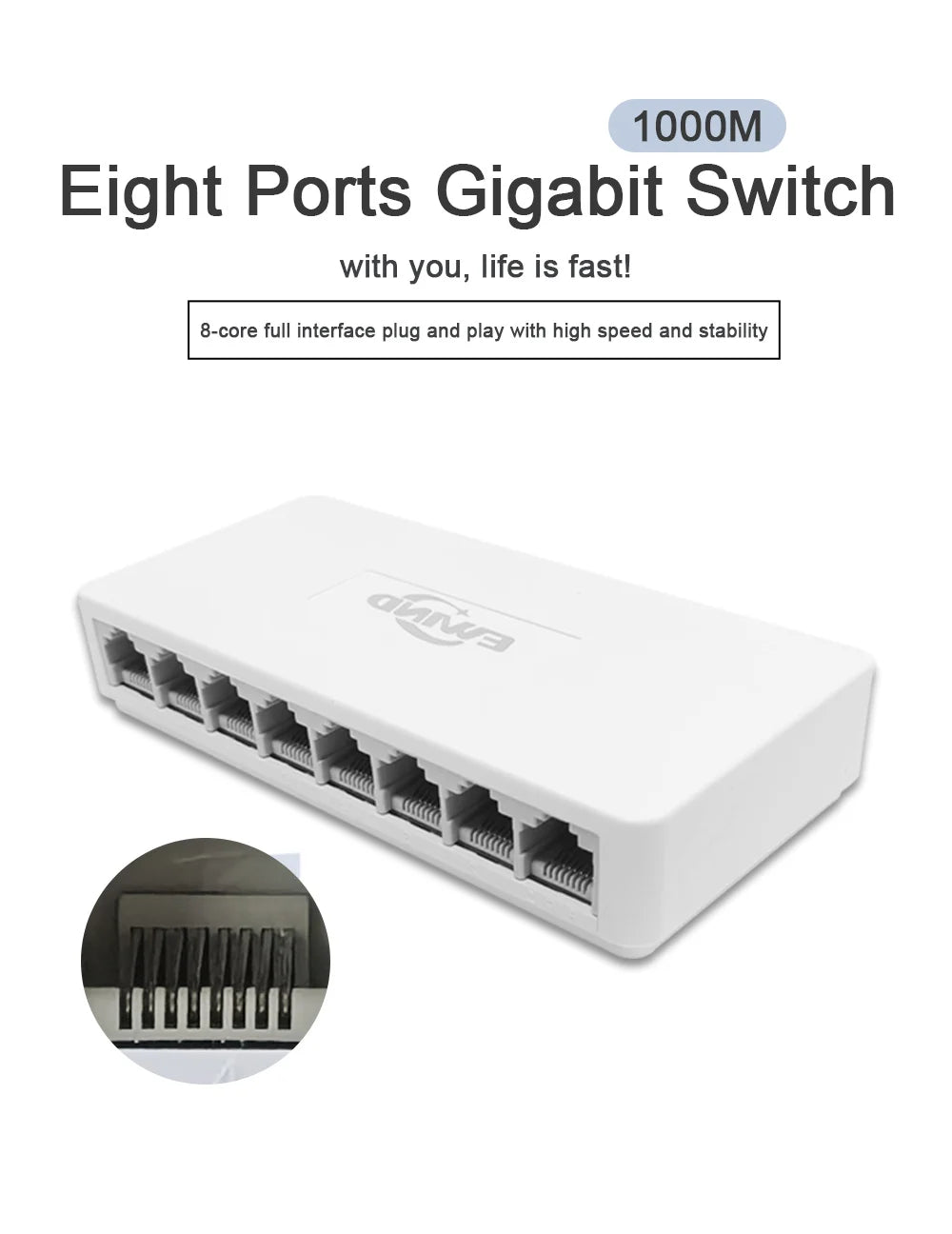 Ethernet Switch 5/8 Ports Gigabit Network Switch 10/100/1000Mbps Fast Auto-sensing RJ45 Desktop Ethernet Switch Auto MDI/MDIX