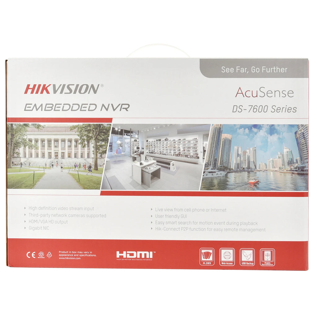 Hikvision NVR 4-ch PoE 1U AcuSense 4K NVR DS-7604NXI-K1/4P 4-ch Camera inputs Network Video Recorder Support Third-party Camera