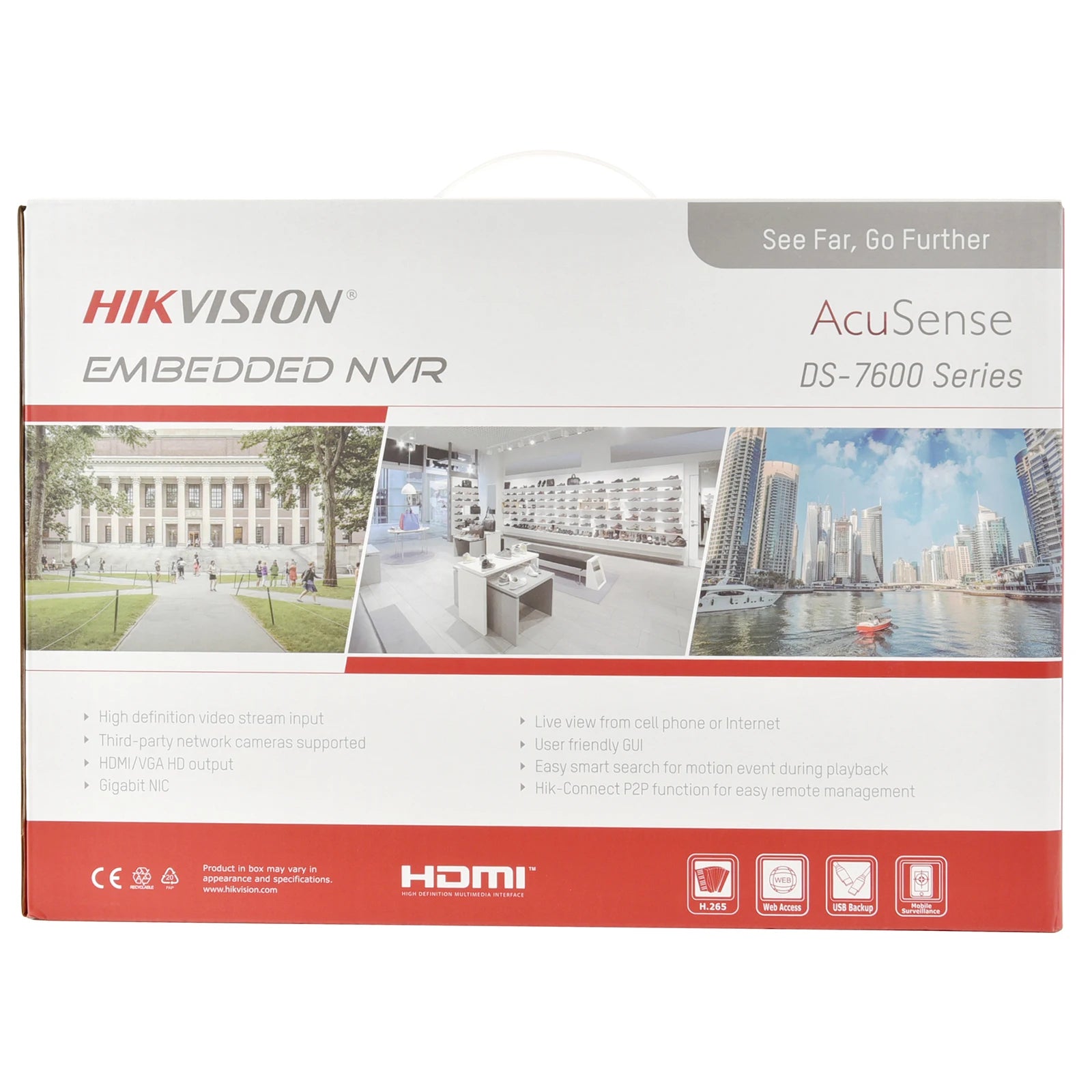 Hikvision NVR 4-ch PoE 1U AcuSense 4K NVR DS-7604NXI-K1/4P 4-ch Camera inputs Network Video Recorder Support Third-party Camera