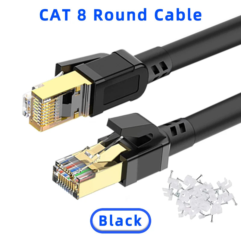5M 10M 15M 20M 30M Ethernet Cable Cat 8 40Gbps 2000MHz High Speed Rj45 Internet Network Cable Shielded Patch Cable Cat8 Lan Cord