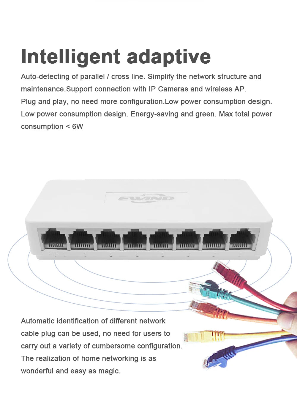 Ethernet Switch 5/8 Ports Gigabit Network Switch 10/100/1000Mbps Fast Auto-sensing RJ45 Desktop Ethernet Switch Auto MDI/MDIX