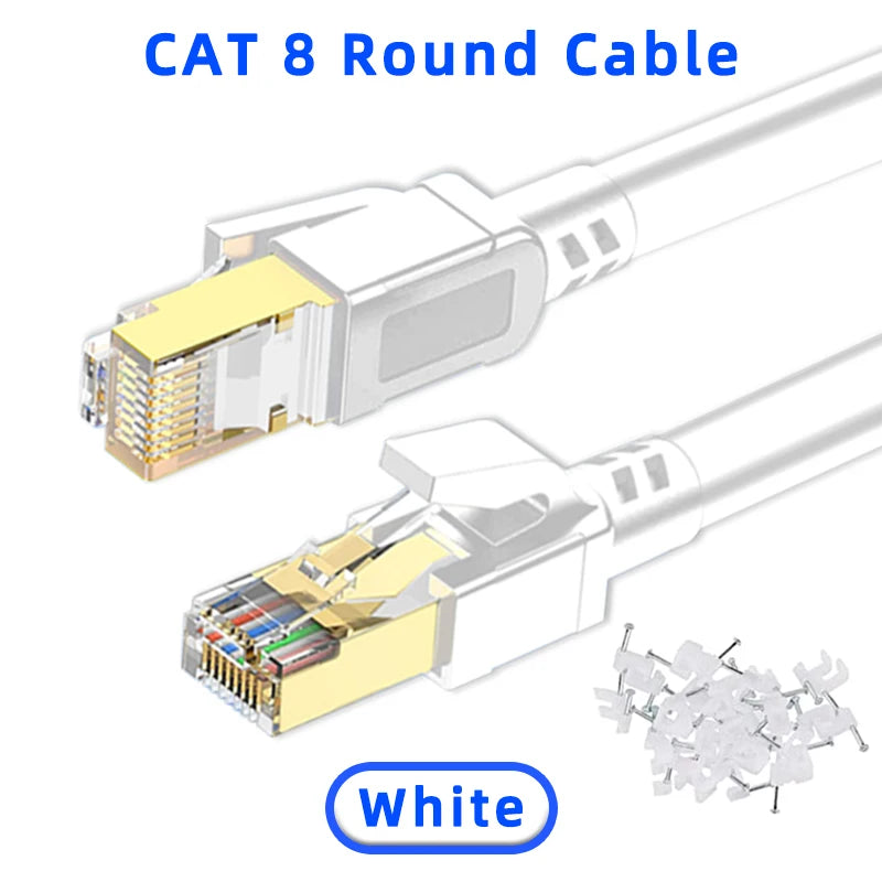 5M 10M 15M 20M 30M Ethernet Cable Cat 8 40Gbps 2000MHz High Speed Rj45 Internet Network Cable Shielded Patch Cable Cat8 Lan Cord