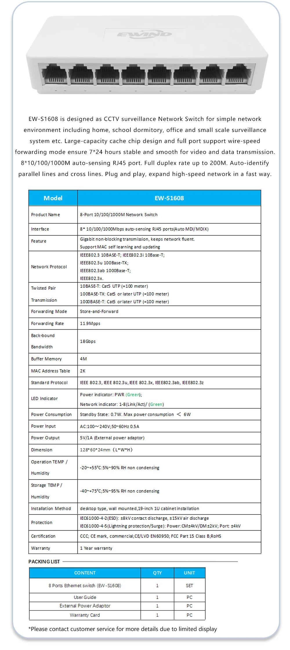 Ethernet Switch 5/8 Ports Gigabit Network Switch 10/100/1000Mbps Fast Auto-sensing RJ45 Desktop Ethernet Switch Auto MDI/MDIX