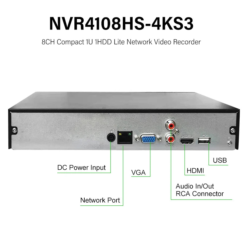 Dahua Original MultiLang 4K NVR 4 8 CH 16CH Video Recorder Home/Store CCTV System NVR4104HS-4KS3 NVR4108HS-4KS3 NVR4116HS-4KS3