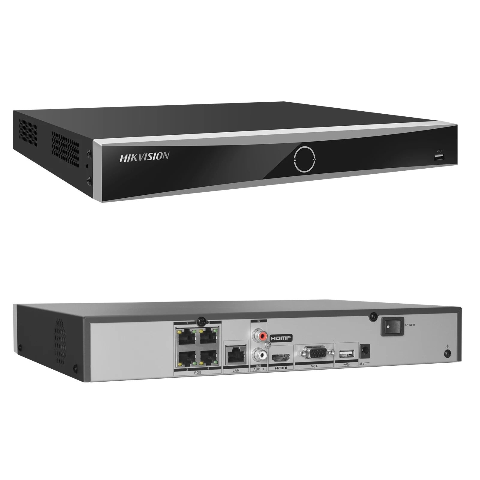Hikvision NVR 4-ch PoE 1U AcuSense 4K NVR DS-7604NXI-K1/4P 4-ch Camera inputs Network Video Recorder Support Third-party Camera
