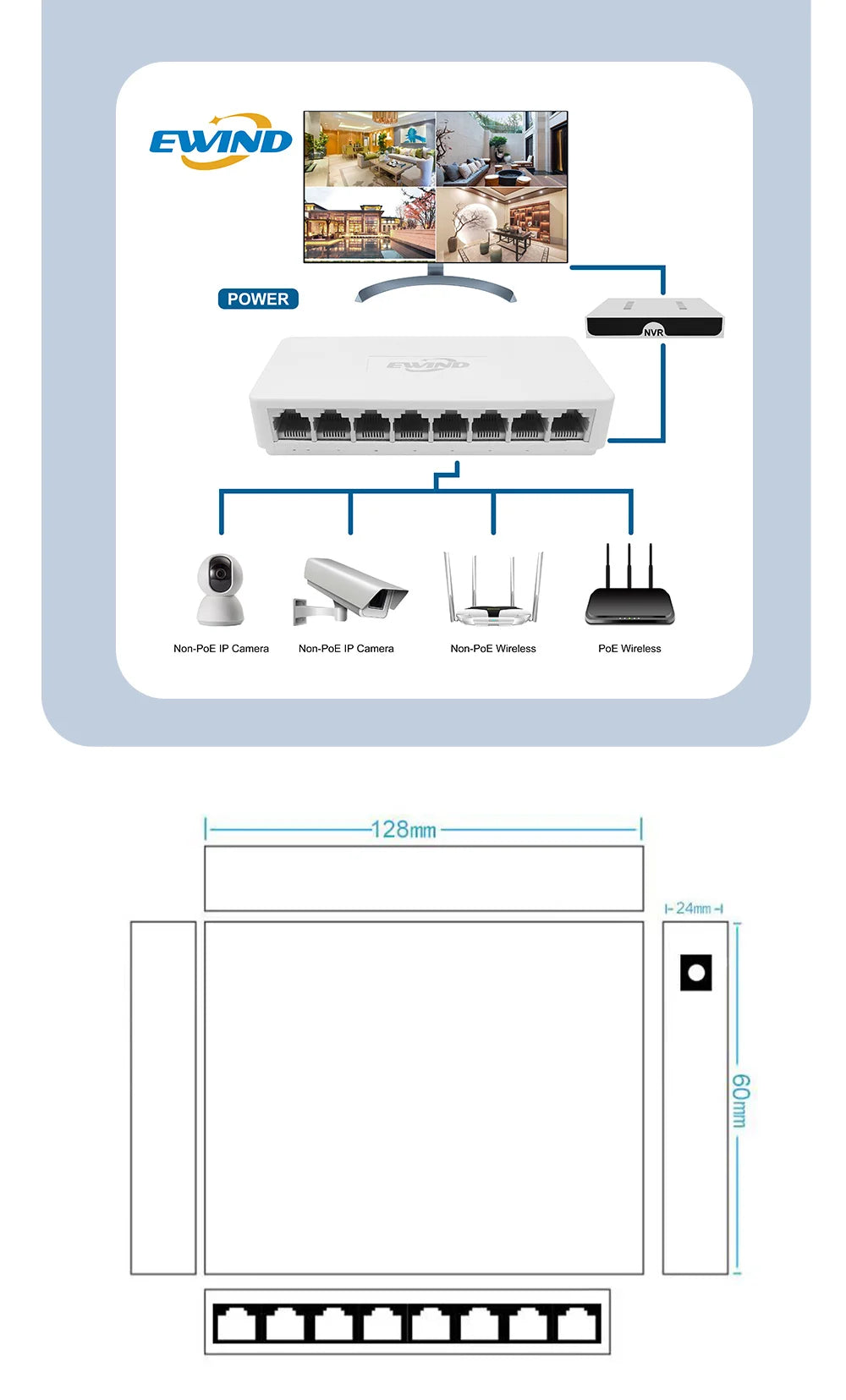 Ethernet Switch 5/8 Ports Gigabit Network Switch 10/100/1000Mbps Fast Auto-sensing RJ45 Desktop Ethernet Switch Auto MDI/MDIX