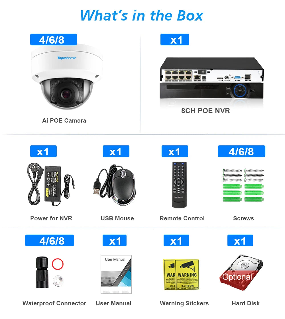8CH 4K NVR Kit H.265 CCTV Security Camera System with 8MP Audio 5MP Vandal-Proof Dome POE IP Cameras Video Surveillance Set