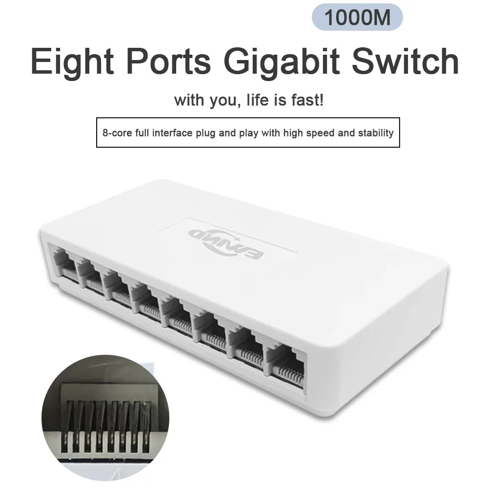 Ethernet Switch 5/8 Ports Gigabit Network Switch 10/100/1000Mbps Fast Auto-sensing RJ45 Desktop Ethernet Switch Auto MDI/MDIX