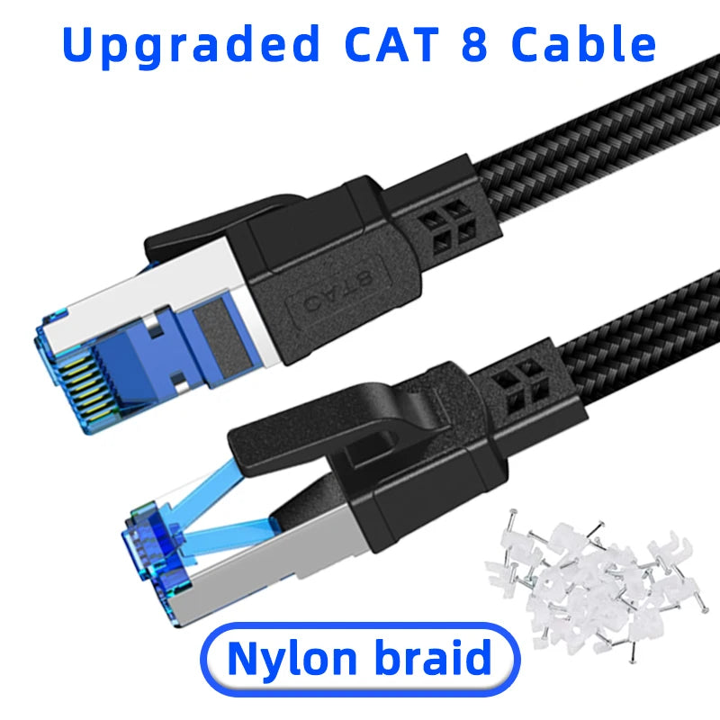5M 10M 15M 20M 30M Ethernet Cable Cat 8 40Gbps 2000MHz High Speed Rj45 Internet Network Cable Shielded Patch Cable Cat8 Lan Cord