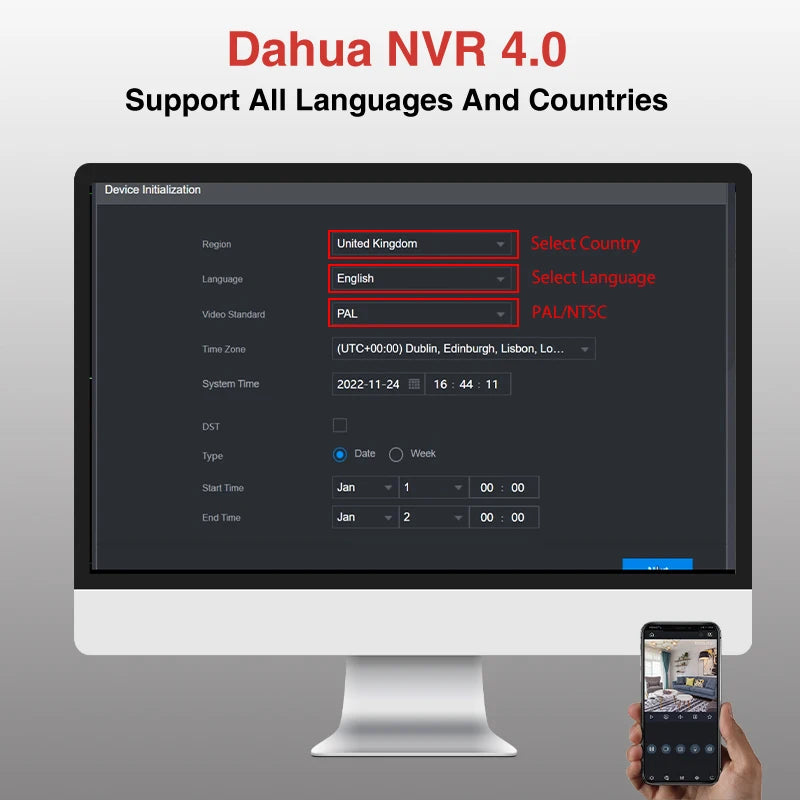 Dahua 4/8/16 CH 4K NVR Smart Ai Camera Monitor System 12MP Black Video Recorder NVR4104HS-4KS3 NVR4108HS-4KS3 NVR4116HS-4KS3 SMD