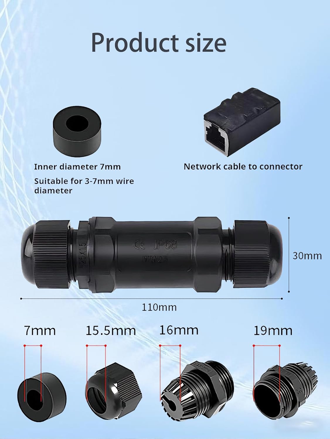 Starlink Cable Coupler IP68 PoE