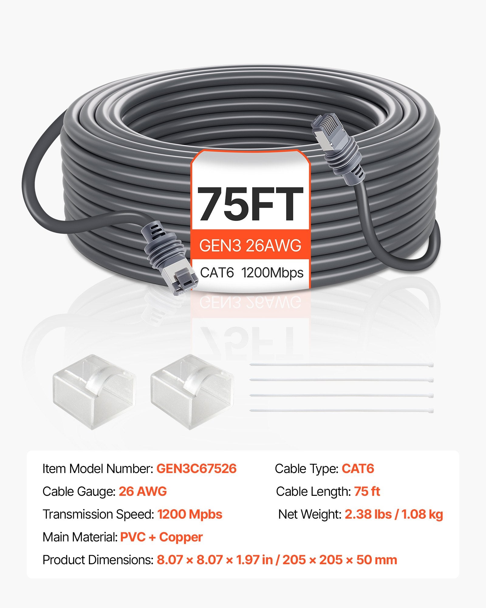 Starlink Gen 3 Cable 26AWG 22.86m Copper Core